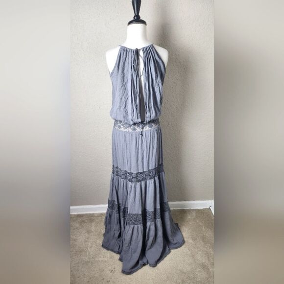 Michelle Jonas Hippie Gauze Maxi Dress Gray Size M New - Picture 6 of 14